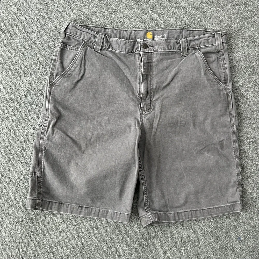 Carhartt Chino Shorts Mens 40 Gray Relaxed Fit Canvas Work Utility 9‎ Inseam